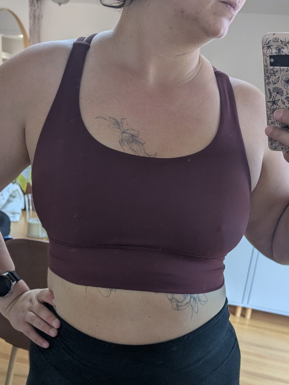 Lululemon Athletica - Burgundy Sports Bra - Scoop Neck Athletic Crop